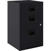 Bisley Steel Filing Cabinet with 3 Lockable Drawers 413 x 400 x 672 mm Black