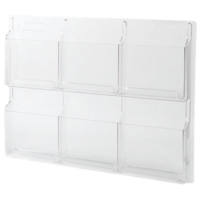 Wall Mountable Literature Display PETG-Plastic 762 x 51 x 626mm A4 Clear