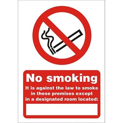 Prohibition Sign No Smoking Plastic Red 14.8 x 21 cm