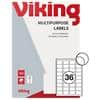 Viking Multipurpose Labels Self Adhesive 49 x 30 mm White 100 Sheets of 36 Labels