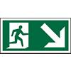 Fire Exit Sign Sign Down Right PVC 10 x 20 cm