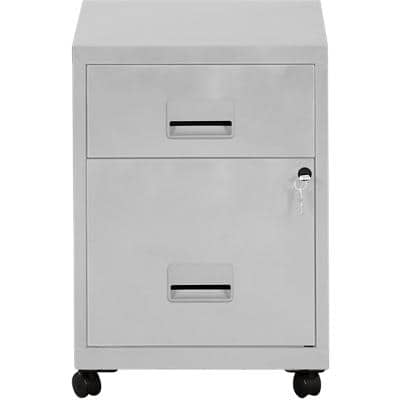 Pierre Henry Steel Filing Cabinet with 2 Lockable Drawers COMBI 400 x 400 x 530 mm Grey