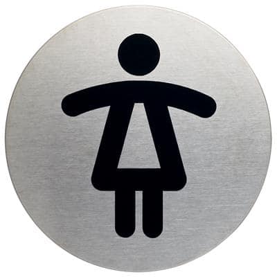DURABLE Picto Sign Toilet Ladies Wall Mounted Stainless Steel 8.3 x 8.3 cm