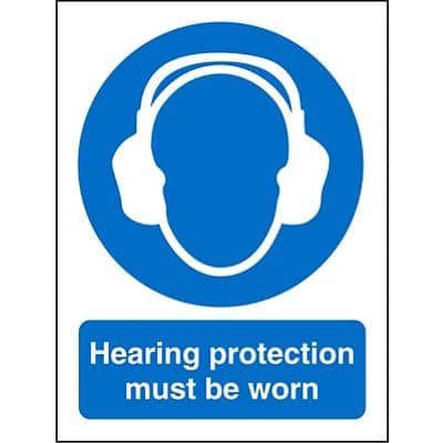 Mandatory Sign Hearing Protection PVC 15 x 20 cm