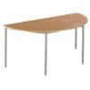 Dams International Semi-Circular Table with Beech Coloured MFC & Steel Top and Silver Frame Flexi 1600 x 800 x 720mm