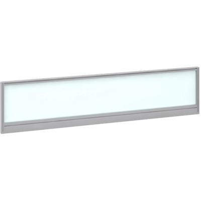 Dams International Desktop Glazed Screen Polar White Aluminium Silver Frame 1600 x 30 x 380mm