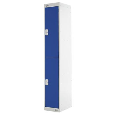 LINK51 Standard Mild Steel Locker with 2 Doors Standard Deadlock Lockable with Key 300 x 450 x 1800 mm Grey & Blue