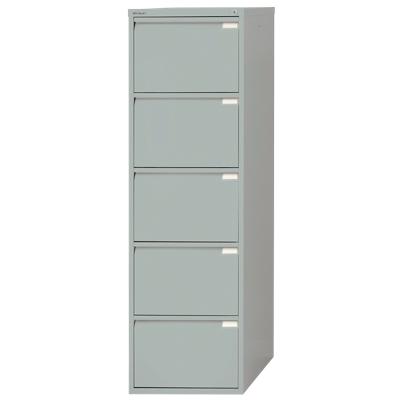Bisley Steel Filing Cabinet 5 Drawers Lockable 470 x 622 x 1,511 mm Goose Grey