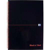 OXFORD Notebook Black n' Red A4 Ruled Spiral Bound Cardboard Hardback Black, Red 140 Pages 70 Sheets