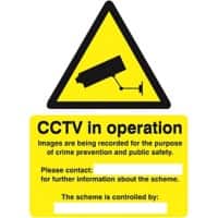 Warning Sign CCTV in operation Polyvinyl Chloride 12.5 x 15 cm