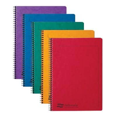 Europa Notebook 4850Z A5 Ruled Spiral Bound Cardboard Hardback Assorted Perforated 120 Pages Pack of 10