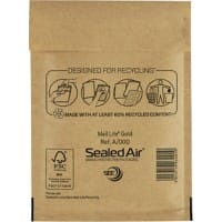 Mail Lite Mailing Bag A/000 Gold Plain 110 (W) x 160 (H) mm Peel and Seal Pack of 100
