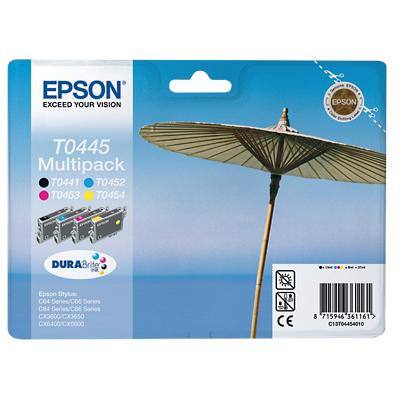 Epson T0445 Original Ink Cartridge C13T04454010 Black, Cyan, Magenta, Yellow Multipack 4 Pack