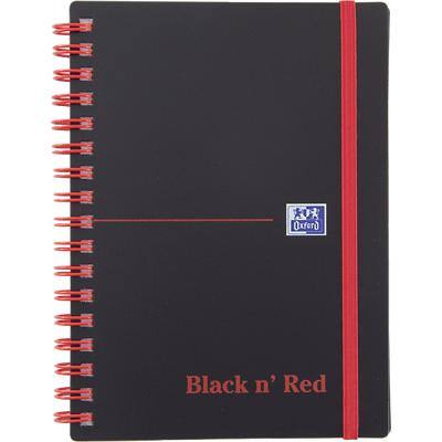 OXFORD Notebook Black n' Red A6 Ruled Spiral Bound PP (Polypropylene) Hardback Black, Red Perforated 140 Pages 70 Sheets