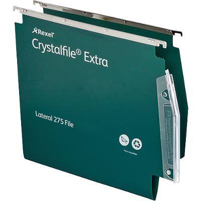 Rexel Crystalfile Heavy Duty 275 Lateral Suspension File 70637 V Base 15 mm Green Polypropylene Pack of 25