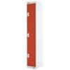 LINK51 Standard Mild Steel Locker with 3 Doors Standard Deadlock Lockable with Key 300 x 450 x 1800 mm Grey & Red