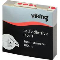 Viking Dot Labels Self Adhesive Ø 10 mm Red 1000 Labels