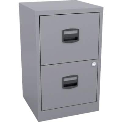 Bisley Steel Filing Cabinet with 2 Lockable Drawers 413 x 400 x 672 mm Goose Grey