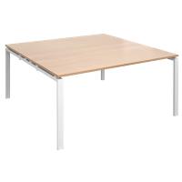 Dams International Square Boardroom Table with Beech Coloured MFC & Aluminium Top and White Frame EBT1616-WH-B 1600 x 1600 x 725 mm