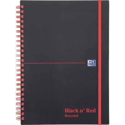 OXFORD Notebook Black n' Red A5 Ruled Spiral Bound PP (Polypropylene) Hardback Black, Red Perforated 140 Pages 70 Sheets