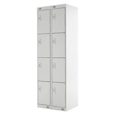 LINK51 Standard Mild Steel Locker with 4 Doors Standard Deadlock Lockable with Key 2 300 x 450 x 1800 mm Grey