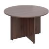 Dams International Circular Meeting Room Table with Walnut Coloured MFC & Aluminium Top and White Frame RT12W 1200 x 1200 x 725 mm