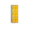 LINK51 Standard Mild Steel Locker with 3 Doors Standard Deadlock Lockable with Key 2 300 x 450 x 1800 mm Grey & Yellow