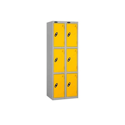 LINK51 Standard Mild Steel Locker with 3 Doors Standard Deadlock Lockable with Key 2 300 x 450 x 1800 mm Grey & Yellow