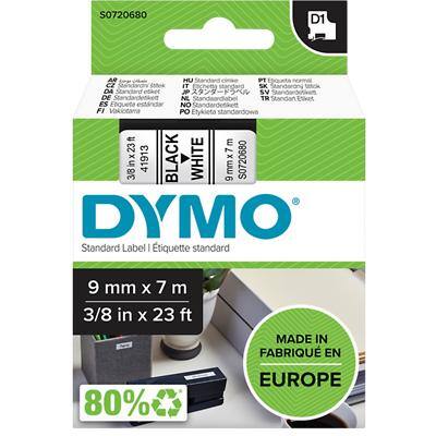 DYMO D1 Labelling Tape Authentic 40913 S0720680 Adhesive Black on White 9 mm x 7 m