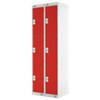 LINK51 Standard Mild Steel Locker with 3 Doors Standard Deadlock Lockable with Key 2 300 x 450 x 1800 mm Grey & Red
