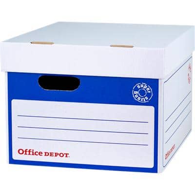 Office Depot Super Strong Easy Assembly Archive Box Blue 34.6 (W) x 41 (D) x 26.4 (H) cm Pack of 10