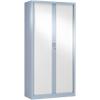 Pierre Henry Tambour Cupboard Lockable with 4 Shelves Steel Generic 1000 x 430 x 1980mm Silver & White