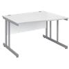 Freeform Right Hand Design Wave Desk with White MFC Top and Silver Frame Adjustable Legs Momento 1200 x 990 x 725 mm
