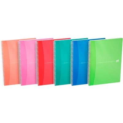 OXFORD Notebook Office My Colours A5 Ruled Spiral Bound PP (Polypropylene) Hardback Assorted Perforated 180 Sheets Pack of 5