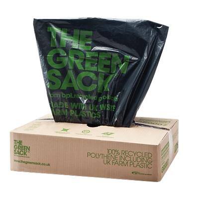 Green Sack Medium Duty Bin Bags 70 L Black PE (Polyethylene) 24 Microns Pack of 200