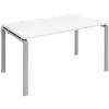 Dams International Rectangular Single Desk with White Melamine Top and Silver Frame 4 Legs Adapt II 1400 x 800 x 725 mm