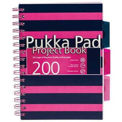 Pukka Pad Project Book Pukka Navy A5 Ruled Pink 200 Sheets