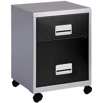 Pierre Henry Steel Filing Cabinet with 2 Lockable Drawers COMBI 400 x 400 x 530 mm Black, Silver