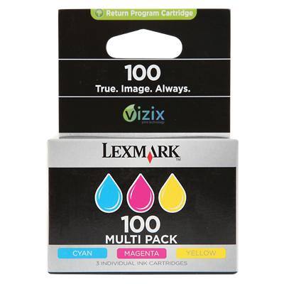 Lexmark 100 Original Ink Cartridge 14N0849 Cyan, Magenta, Yellow Multipack Pack of 3