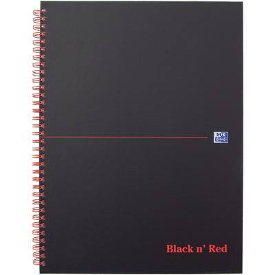 OXFORD Notebook Black n' Red A4+ Ruled Spiral Bound PP (Polypropylene) Hardback Black, Red Perforated 140 Pages 70 Sheets