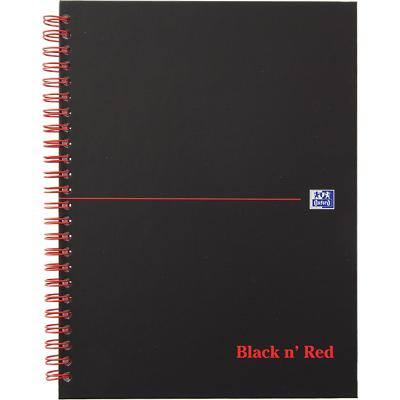 OXFORD Notebook Black n' Red A5+ Ruled Spiral Bound Cardboard Hardback Black, Red Perforated 140 Pages 70 Sheets