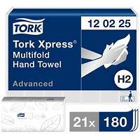 Tork Hand Towels H2 M-fold White 2 Ply 120225 Pack of 21 of 180 Sheets