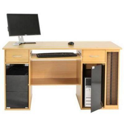 Alphason Rectangular Classic Computer Desk with Beech Coloured Melamine Top and 2 Drawers San Jose 1350 x 600 x 750mm