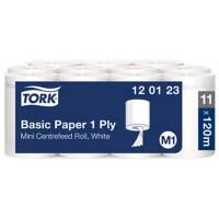 Tork Wiping Paper M1 Rolled White 1 Ply Recycled 100% 120123 11 Rolls of 310 Sheets