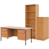 Classic bundle deal including executive desk, filing cabinet and bookcase in beech-effect