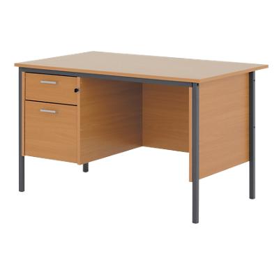 Rectangular Straight Desk with Beech Coloured MFC Top and Beech H-Frame Legs Classic 1200 x 730 x 725 mm