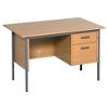 Rectangular Straight Desk with Beech Coloured MFC Top and Beech H-Frame Legs Classic 1200 x 730 x 725 mm