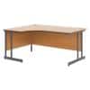 Left Hand Design Desk with Beech Coloured MFC Top and Grey Frame Cantilever Legs Classic Plus 1600 x 800 x 725 mm