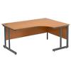 Right Hand Design Desk with Beech Coloured MFC Top and Grey Frame Cantilever Legs Classic Plus 1600 x 800 x 725 mm