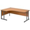 Left Hand Design Desk with Beech Coloured MFC Top and Grey Frame Cantilever Legs Classic Plus 1800 x 800 x 725 mm